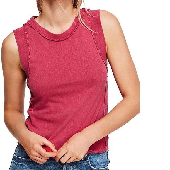 Free People Tops - Free People Raspberry Red Go To Tank NWOT